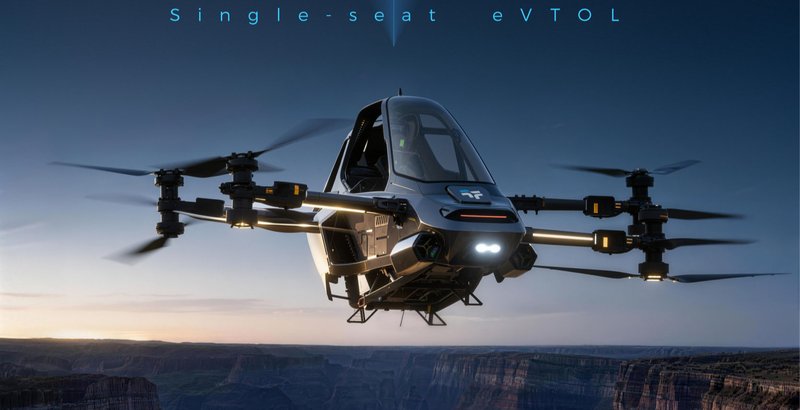 eVTOL aircraft in flight